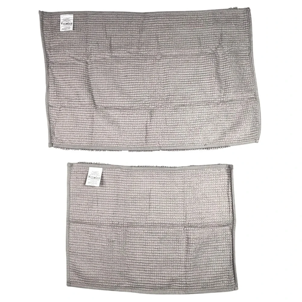 Yimobra Chenille Bathroom Rug Set 2pc Gray 32x20 & 24x17 Soft Non Slip Bath Mats